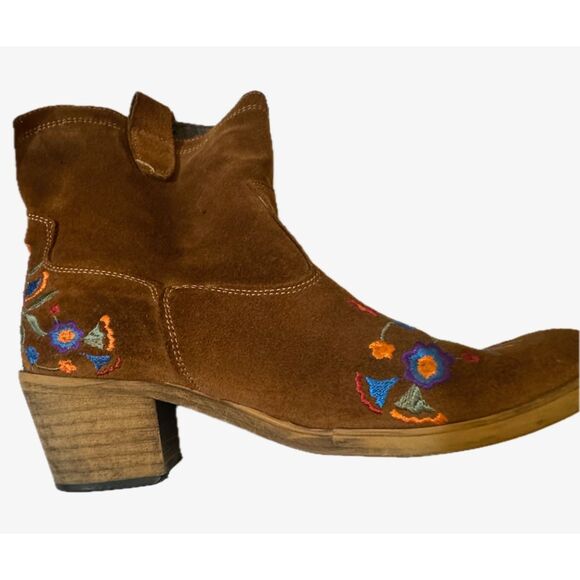 Aldo Embroidered Floral Suede South Western Booties Cowgirl Boho Boots, 39(8.5)8 - Picture 6 of 9